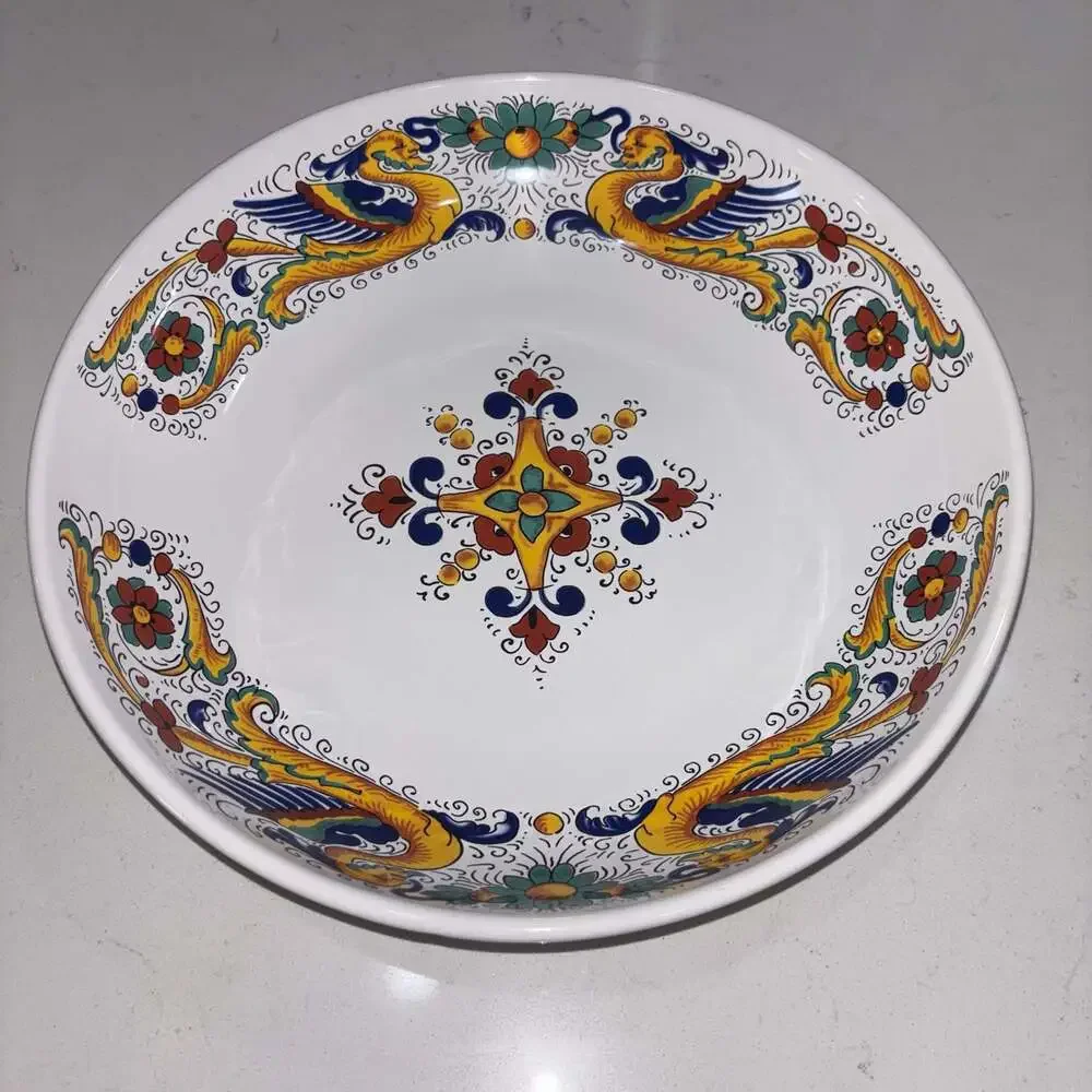 Nova Deruta Raffaellesco Dragon Pattern Italy Hand-Painted Ceramic Serving Bowl